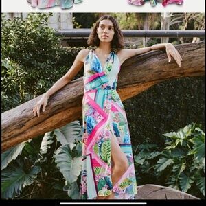 NWT, Zara Tropical Satin Midid Dress, Size Small